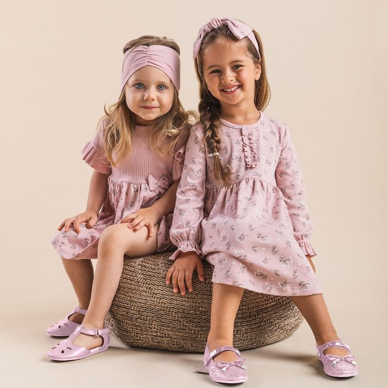 Sukienka dziewczęca z długim rękawem, różowa, Nicol