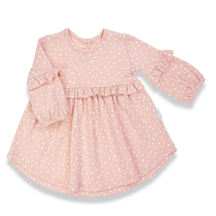 Sukienka dziewczęca z długim rękawem, różowa, Nicol