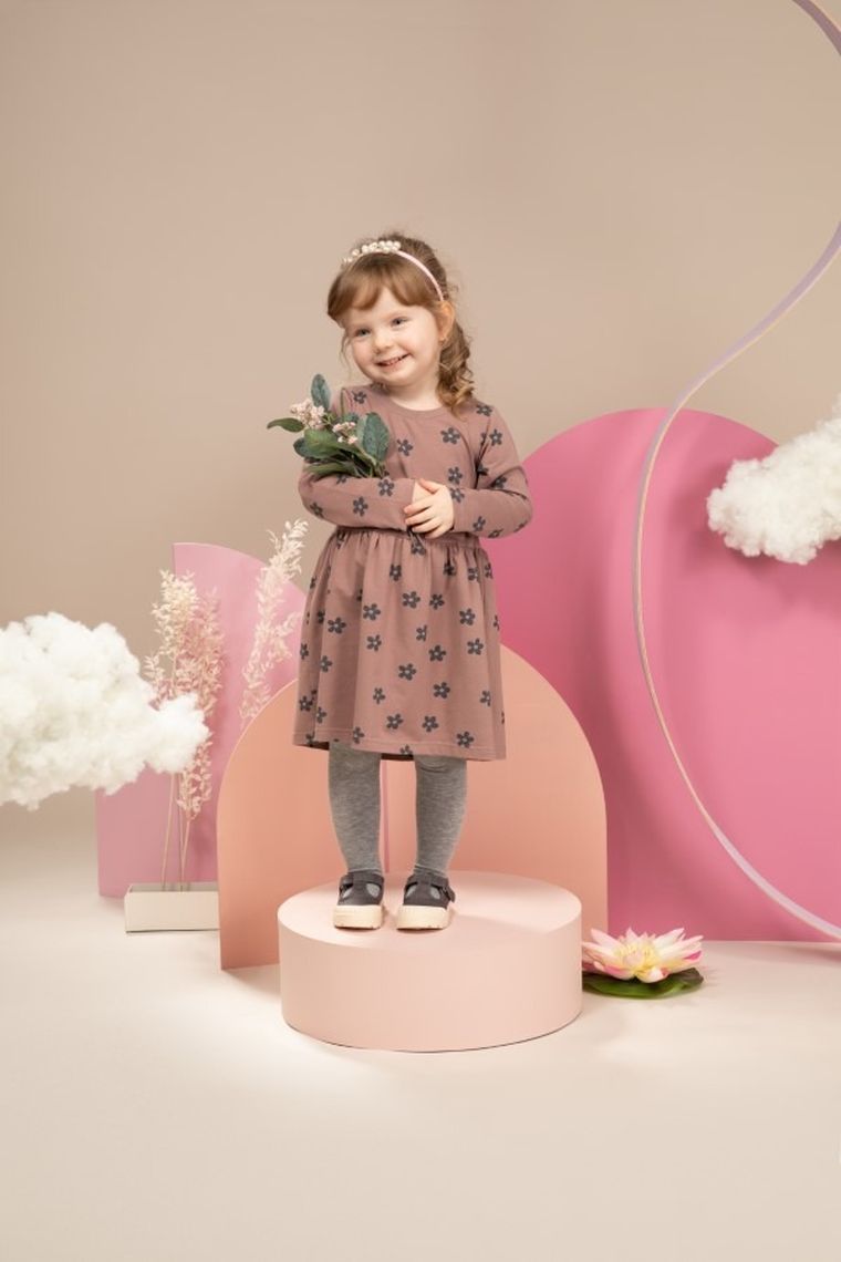 Sukienka dziewczęca z długim rękawem, różowa, Pinokio