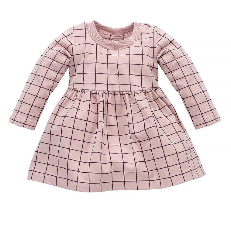 Sukienka dziewczęca z długim rękawem, różowa, Pinokio