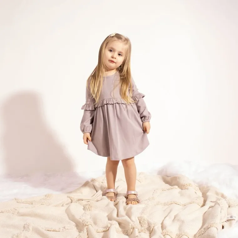 Sukienka dziewczęca z długim rękawem, szara, Nicol