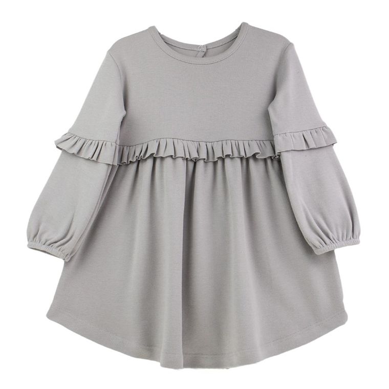 Sukienka dziewczęca z długim rękawem, szara, Nicol