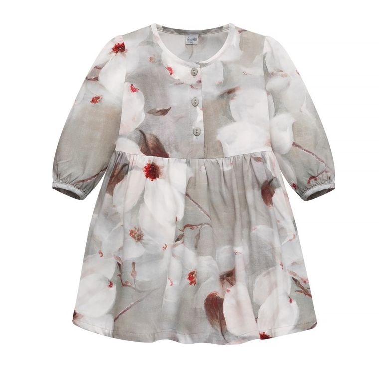 Sukienka dziewczęca z długim rękawem, szara, Pinokio