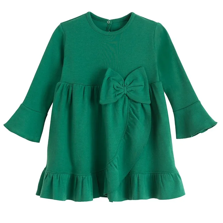 Sukienka dziewczęca z długim rękawem, zielona, Nicol