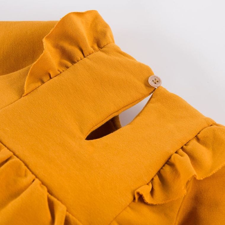 Sukienka dziewczęca z długim rękawem, żółta, Eevi