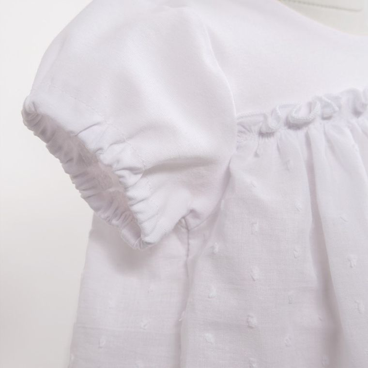 Sukienka dziewczęca z krótkim rękawem, biała, Eevi