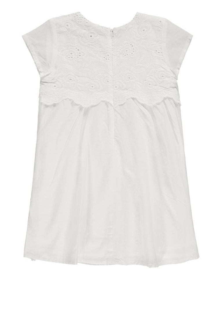 Sukienka dziewczęca z krótkim rękawem, biała, haftowana, Königsmuhle