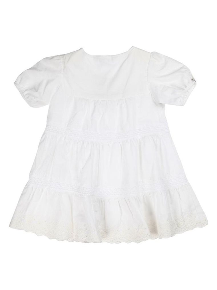 Sukienka dziewczęca z krótkim rękawem, biała, Kanz