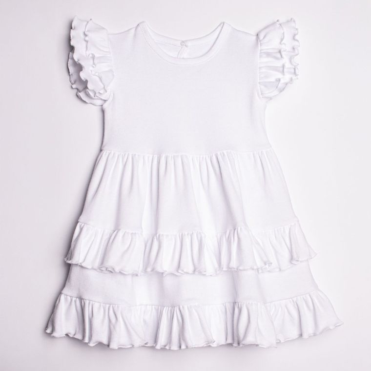 Sukienka dziewczęca z krótkim rękawem, biała, Nicol