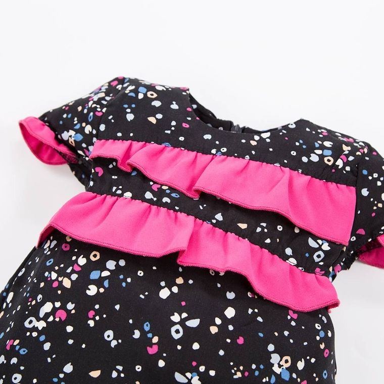 Sukienka dziewczęca z krótkim rękawem, czarna, Eevi