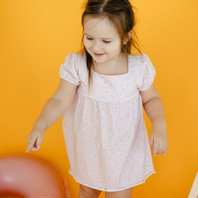 Sukienka dziewczęca z krótkim rękawem, ecru, Eevi