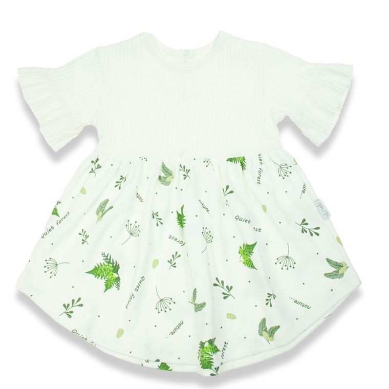 Sukienka dziewczęca z krótkim rękawem, ecru, Nicol