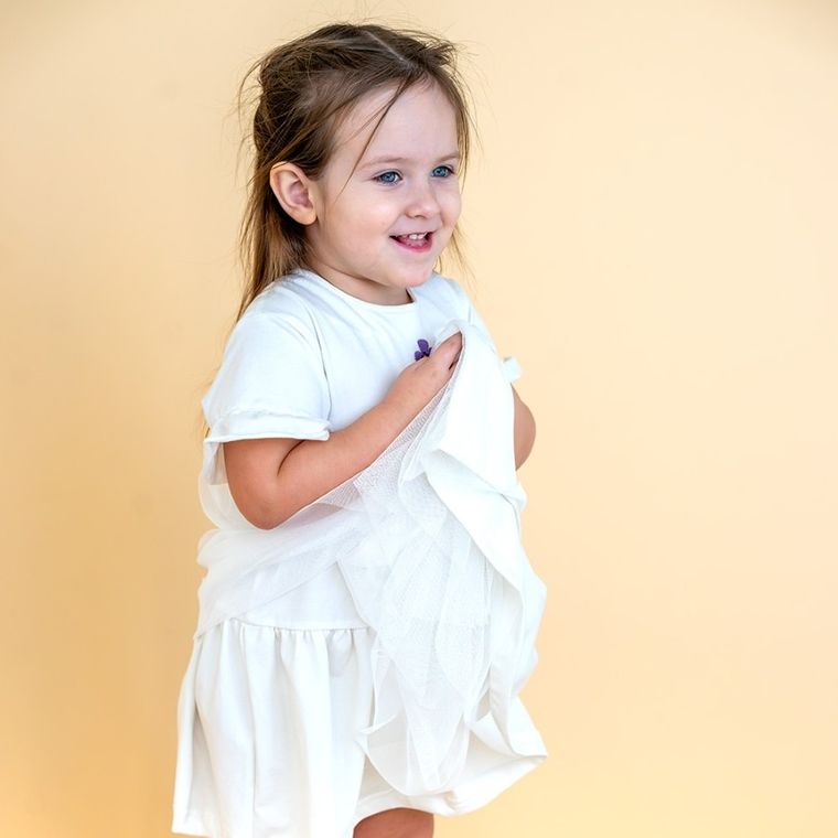 Sukienka dziewczęca z krótkim rękawem, fioletowa, Eevi