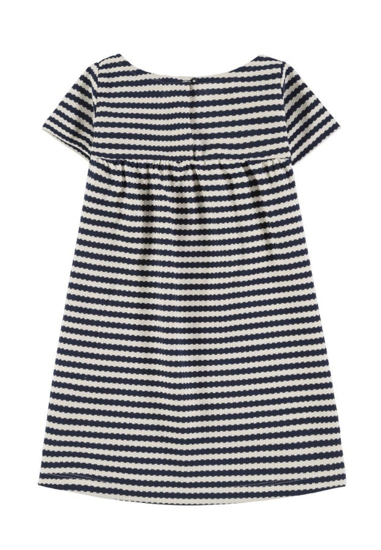 Sukienka dziewczęca z krótkim rękawem, granatowo-biała, Tom Tailor