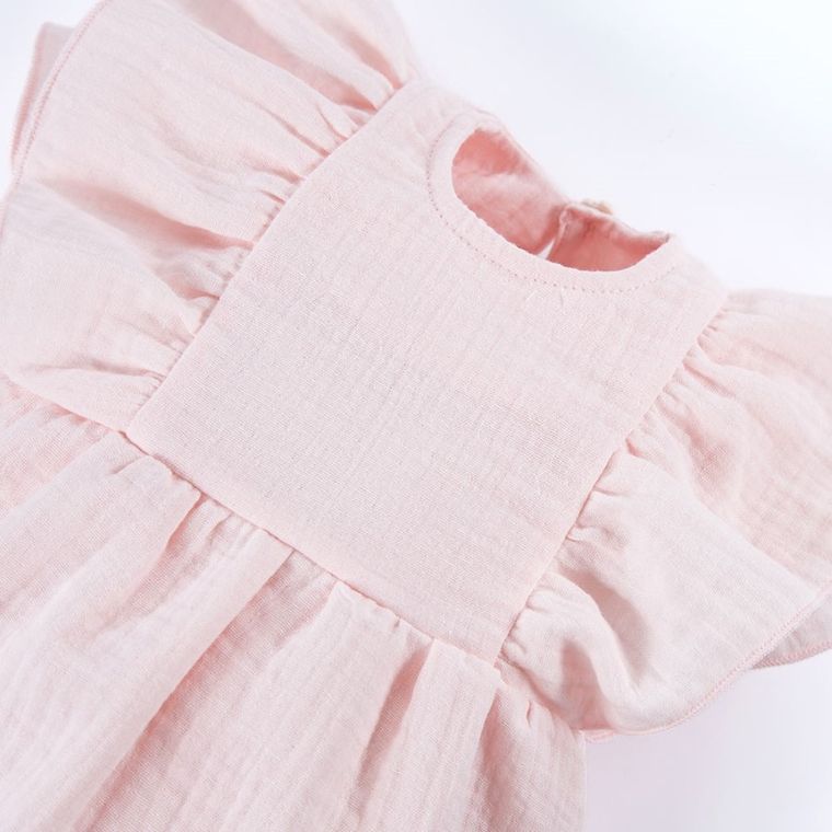 Sukienka dziewczęca z krótkim rękawem, jasnoróżowa, Eevi