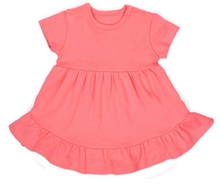 Sukienka dziewczęca z krótkim rękawem, koralowa, Nicol