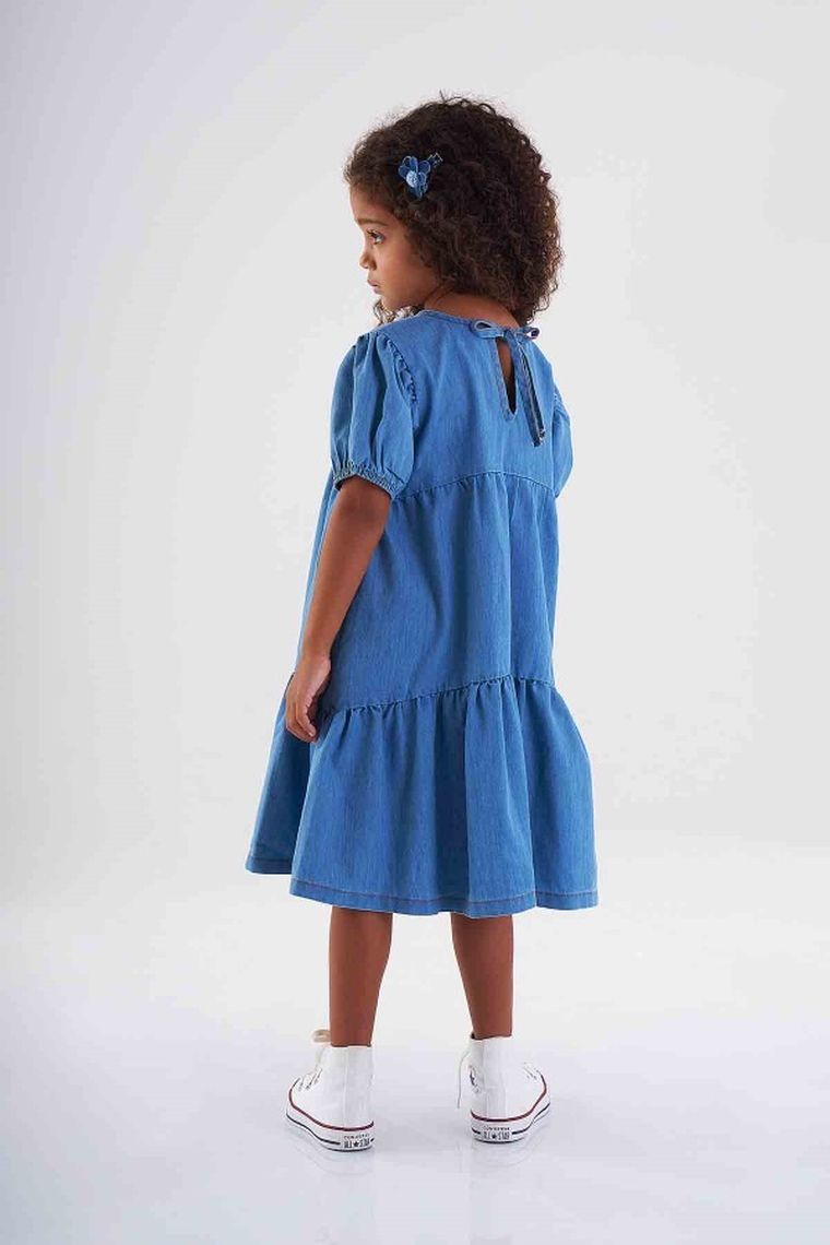 Sukienka dziewczęca z krótkim rękawem, niebieska, Up Baby
