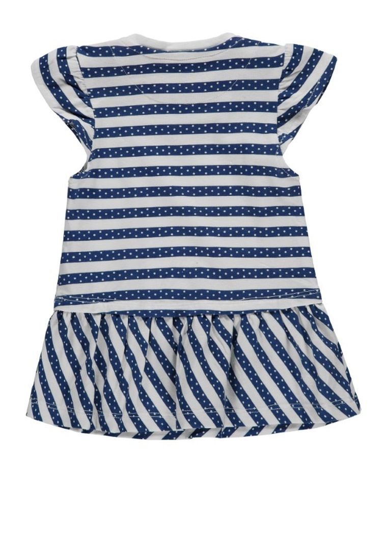 Sukienka dziewczęca z krótkim rękawem, niebiesko-biała, Kanz