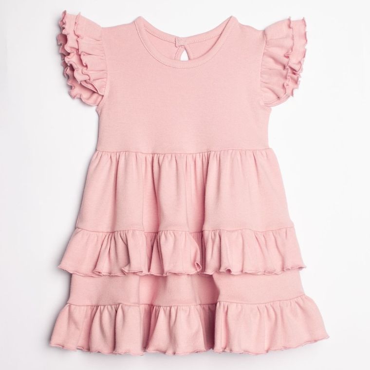 Sukienka dziewczęca z krótkim rękawem, różowa, Nicol