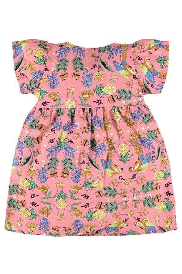 Sukienka dziewczęca z krótkim rękawem, różowa, Up Baby