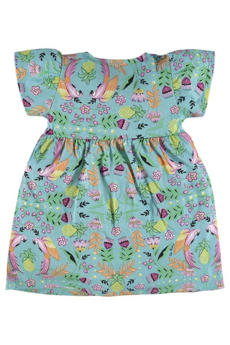 Sukienka dziewczęca z krótkim rękawem, zielona, Up Baby