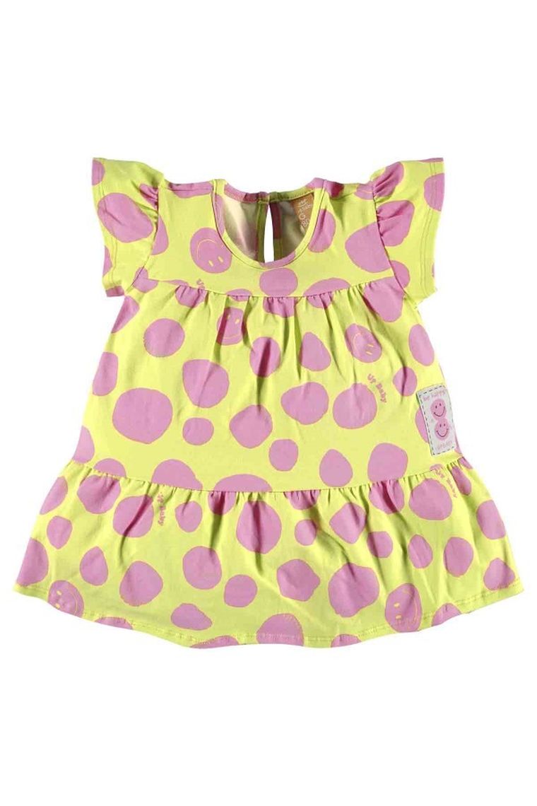 Sukienka dziewczęca z krótkim rękawem, żółta, Up Baby