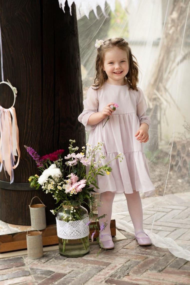 Sukienka dziewczęca z rękawem 3/4, fioletowa, Charlotte, Pinokio