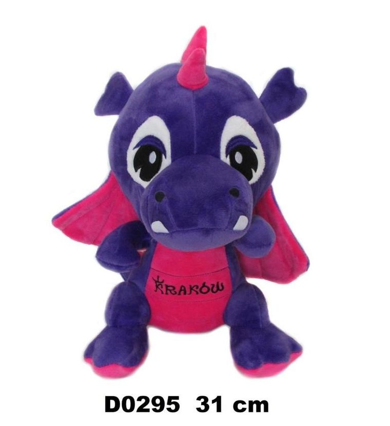 Sun-Day, Smok "Kraków", maskotka, fiolet-róż, 31 cm