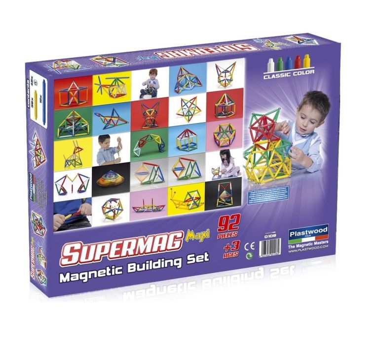 Supermag Maxi Classic, klocki magnetyczne, 92 elementy