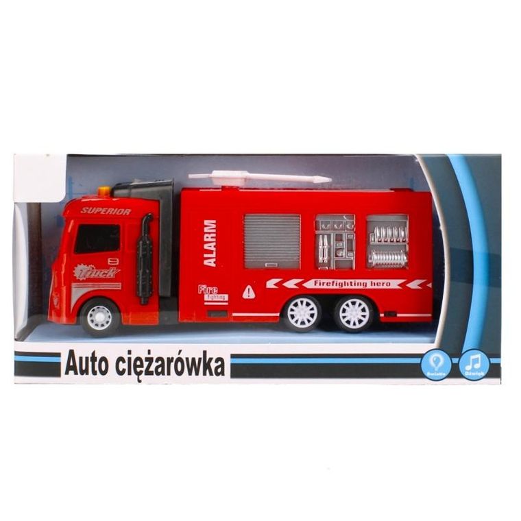 Swede, ciężarówka, pojazd ze światłem i dźwiękiem, czerwony