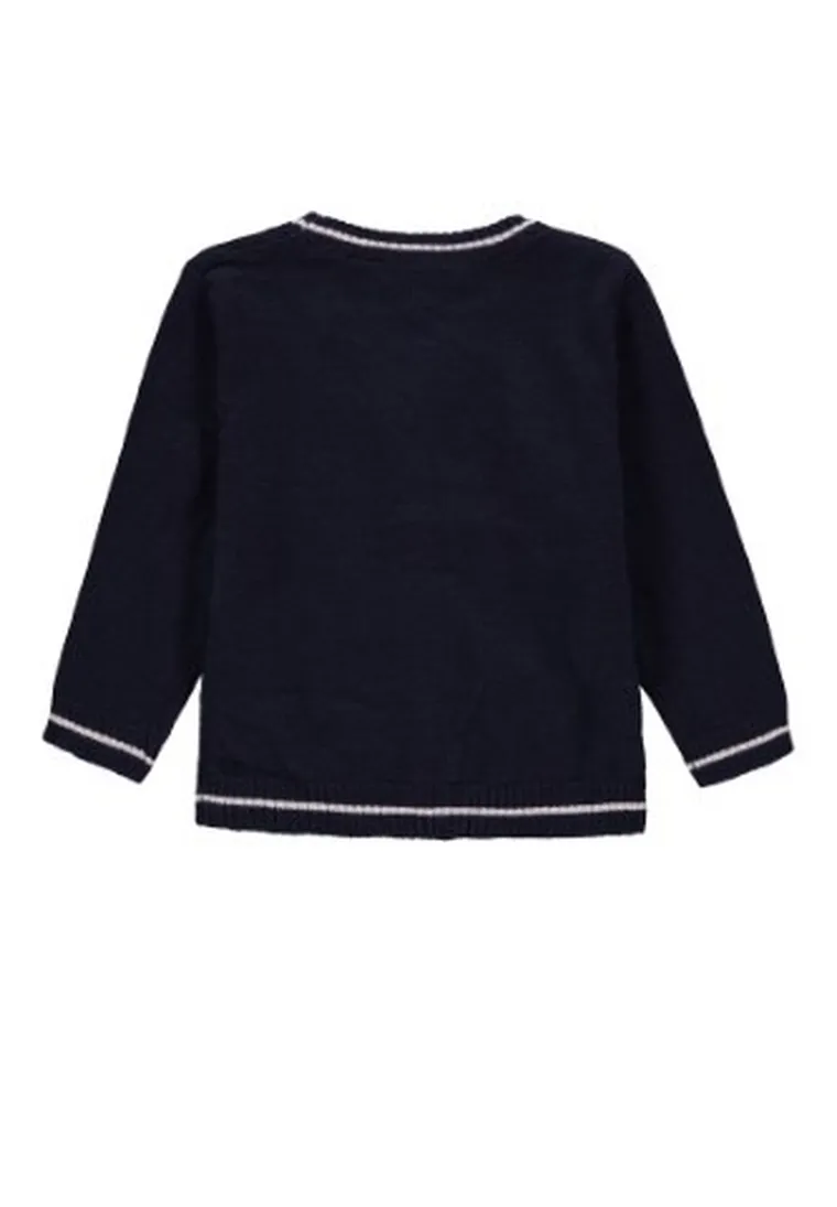 Sweter chłopięcy, rozpinany, granatowy, Kanz