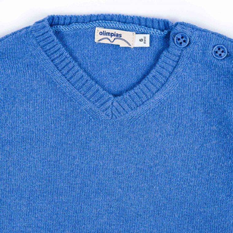 Sweter chłopięcy z wełną, niebieski, Olimpias
