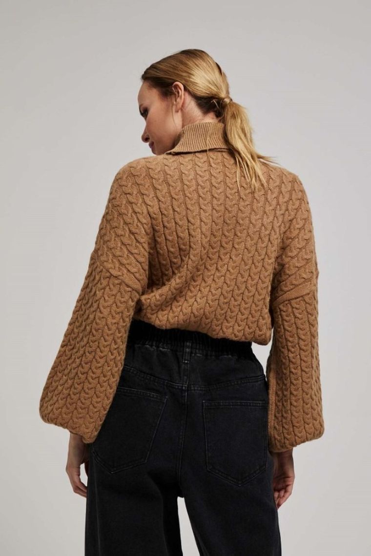 Sweter damski, beżowy, Moodo