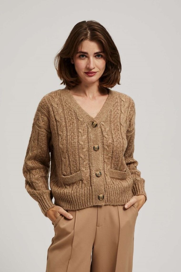 Sweter damski, beżowy, Moodo