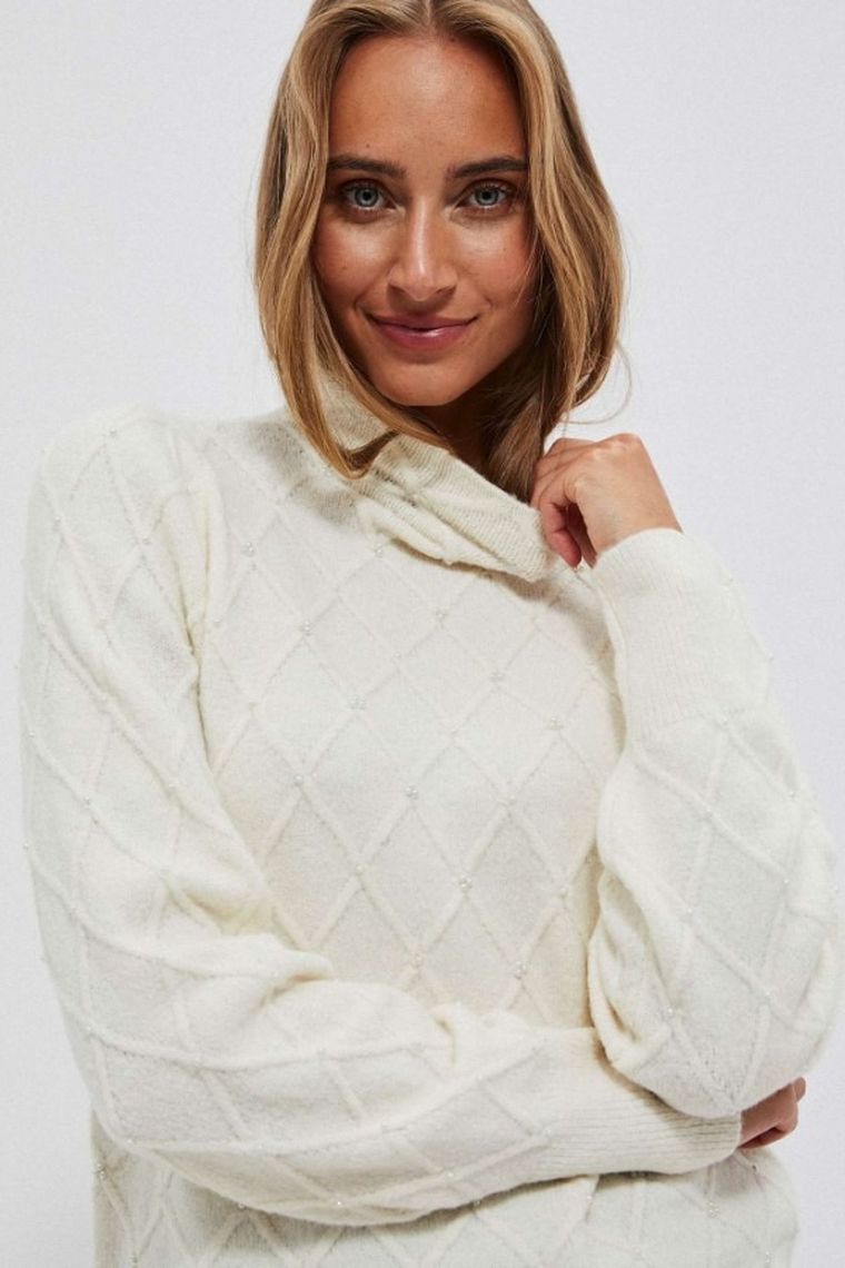 Sweter damski, biały, Moodo