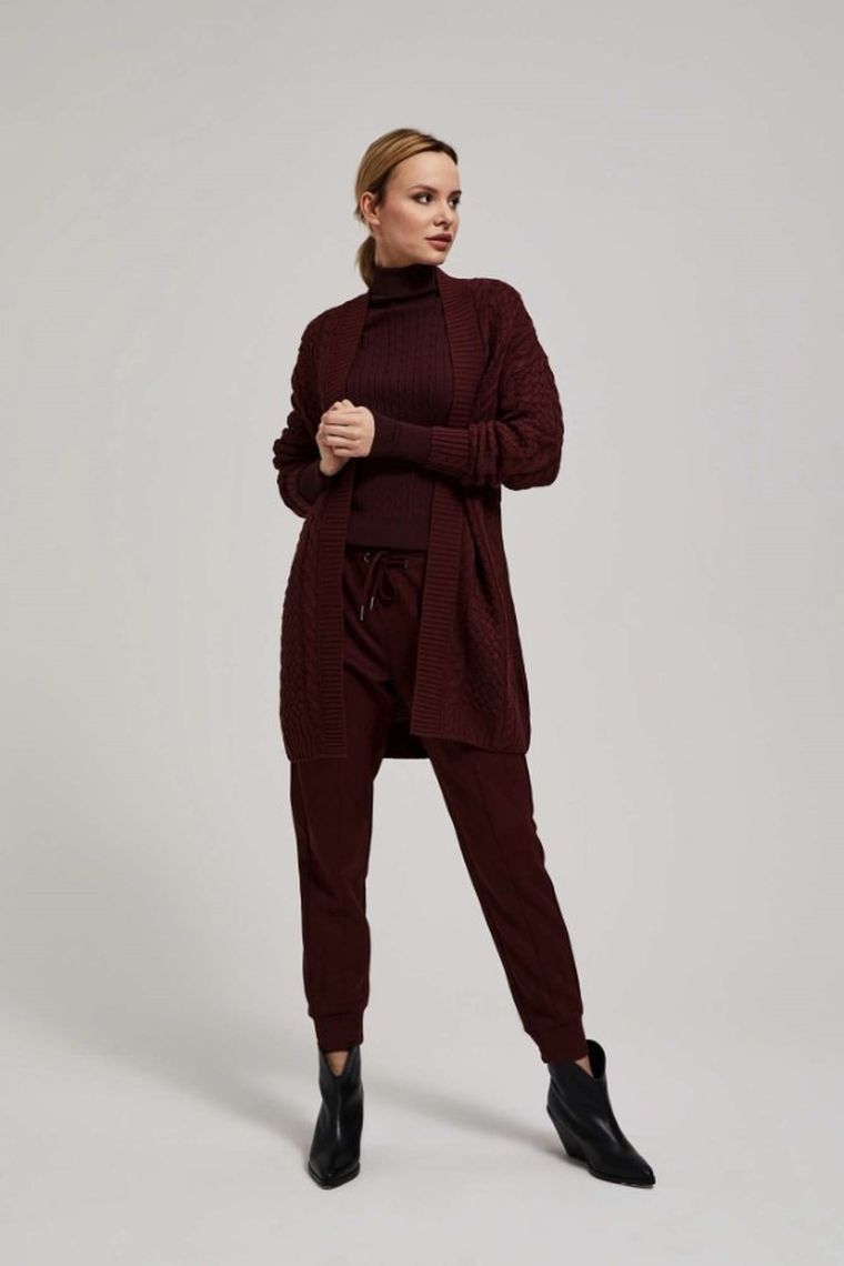 Sweter damski, brązowy, Moodo