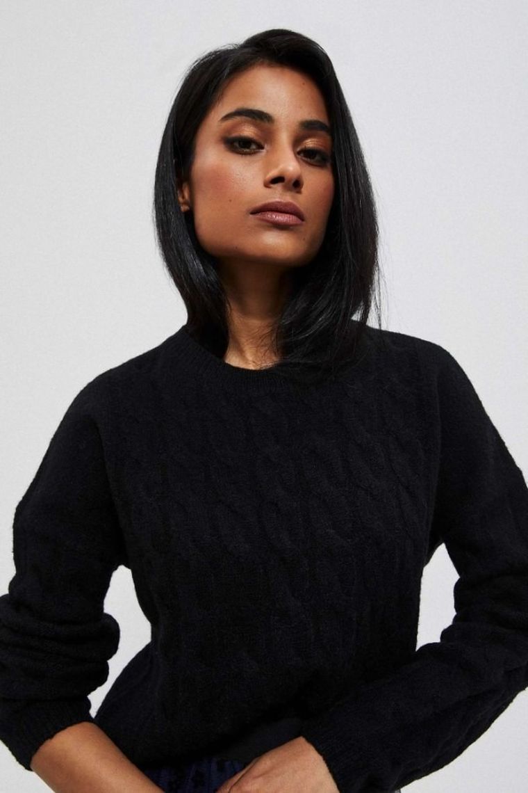 Sweter damski, czarny, Moodo