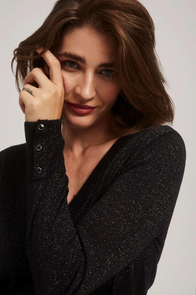 Sweter damski, czarny, Moodo