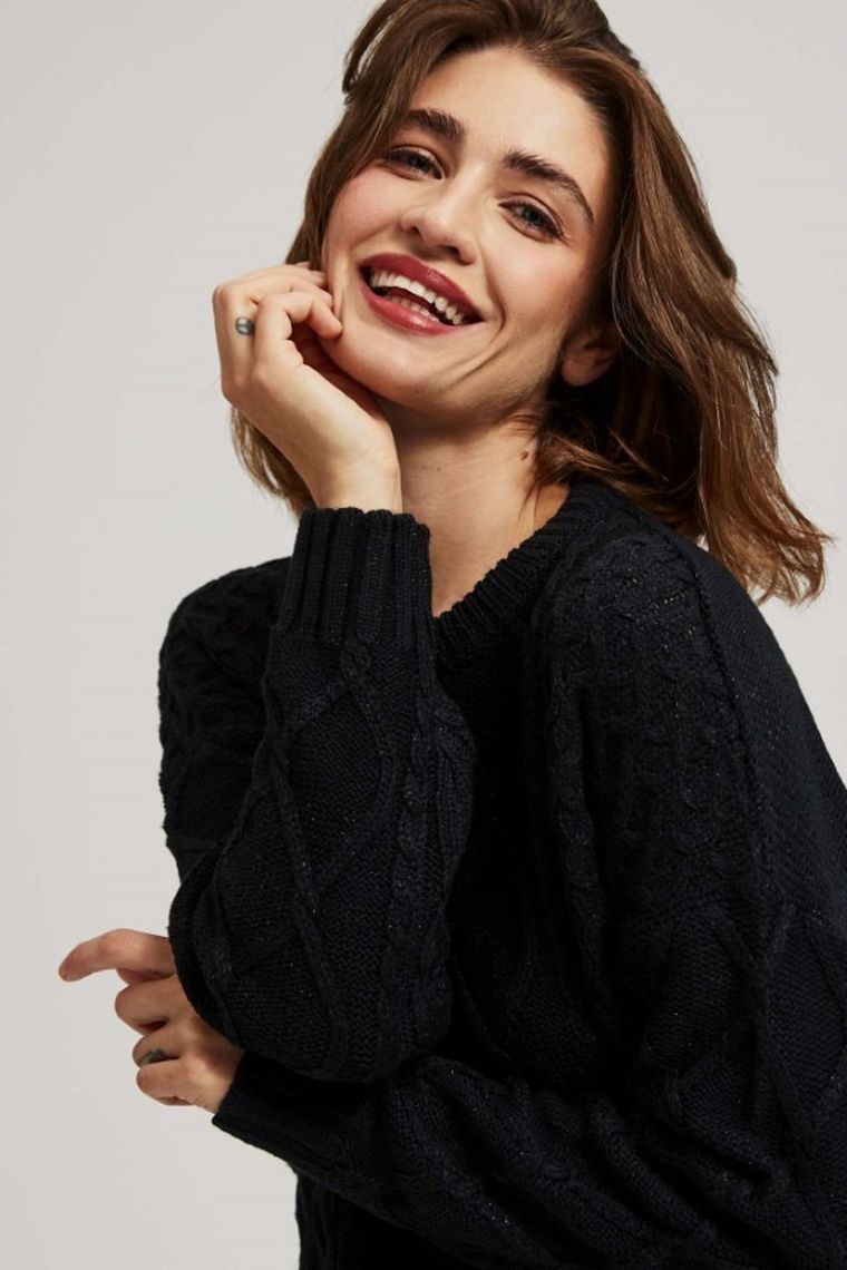 Sweter damski, czarny, Moodo