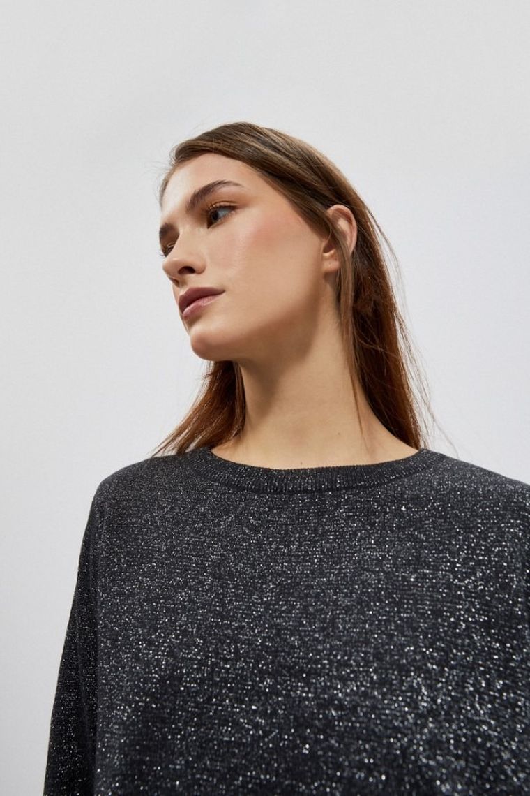 Sweter damski, grafitowy, Moodo