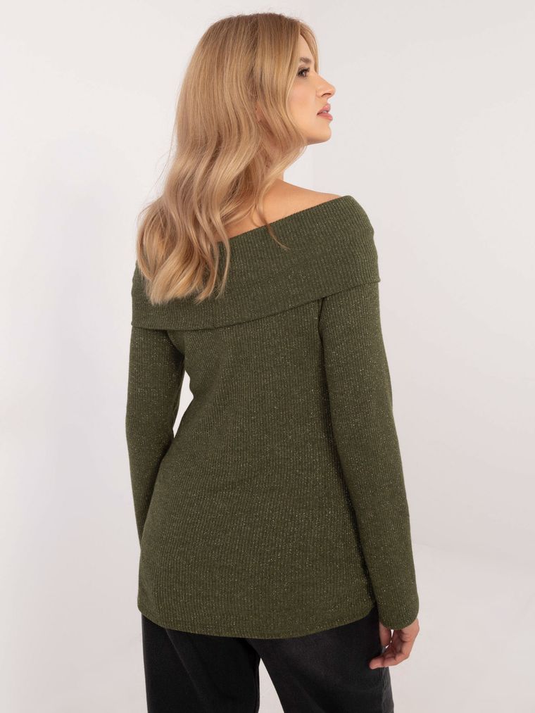 Sweter damski, khaki, Italy Moda