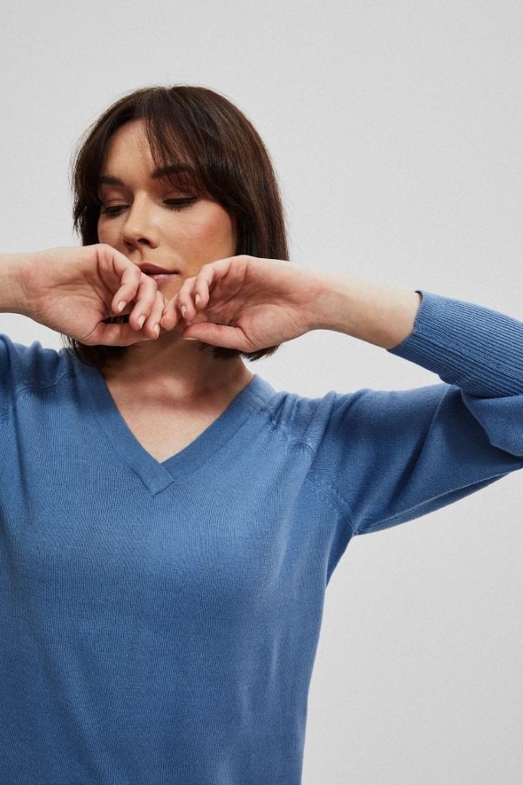 Sweter damski, niebieski, Moodo