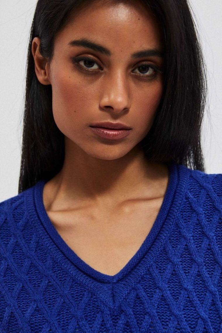 Sweter damski, niebieski, Moodo