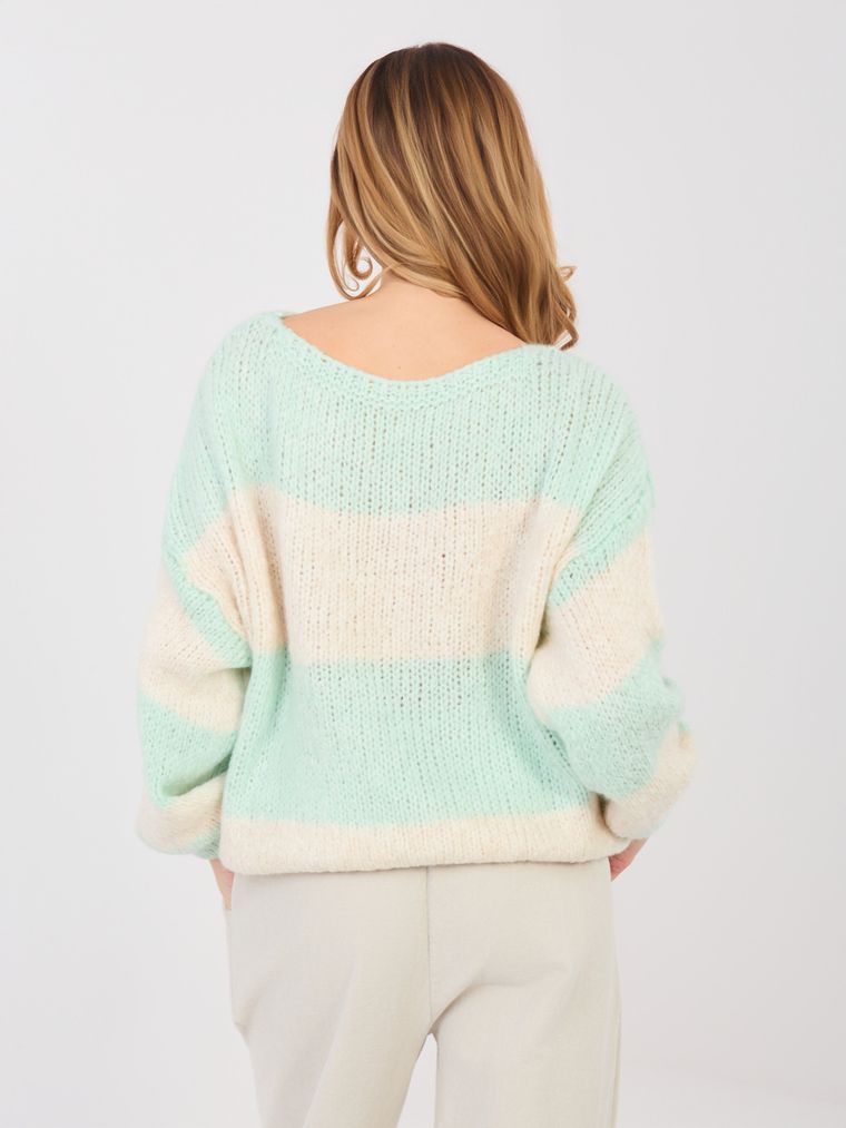 Sweter damski, oversize, niebieski, Italy Moda