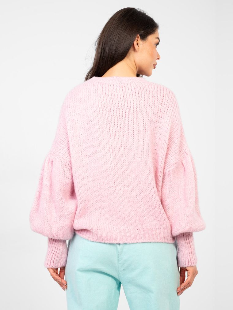 Sweter damski, oversize, różowy, Italy Moda