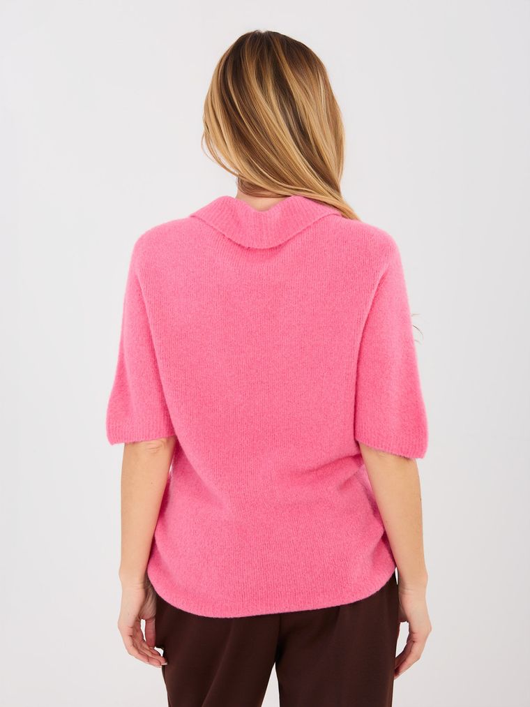 Sweter damski, oversize, różowy, Italy Moda