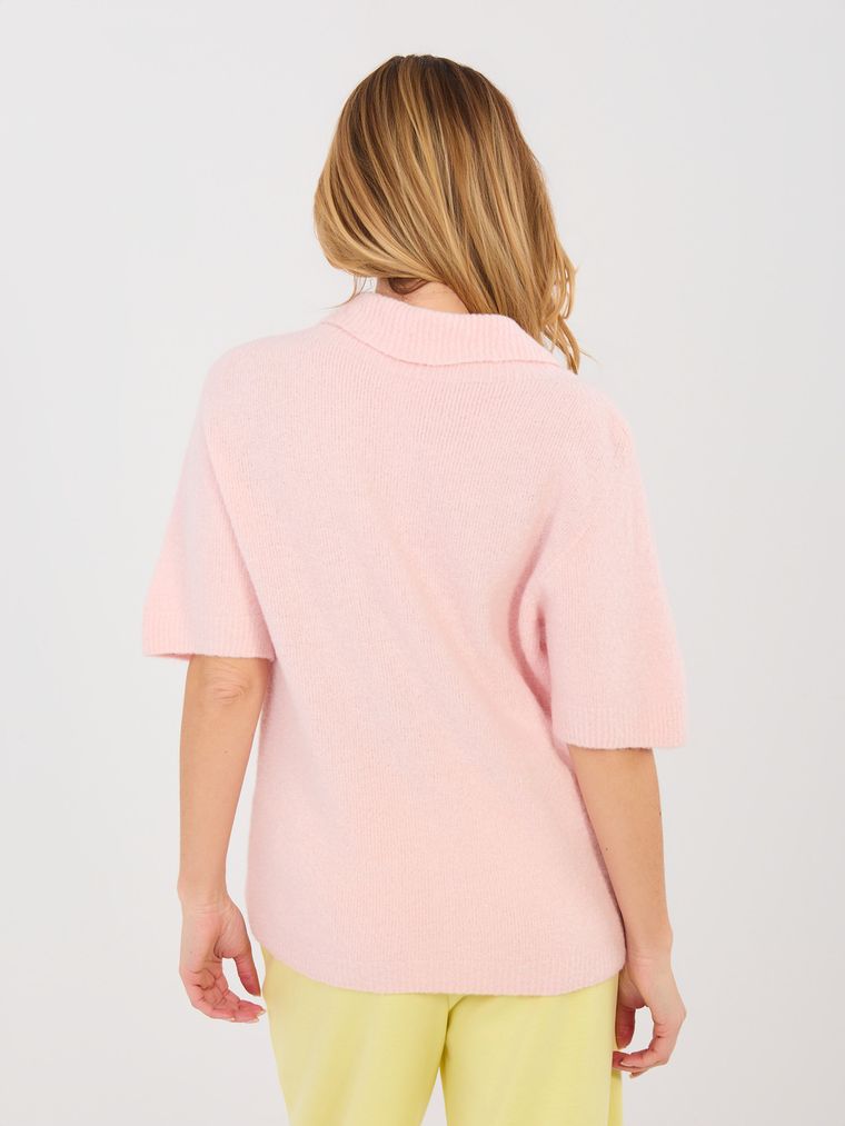 Sweter damski, oversize, różowy, Italy Moda