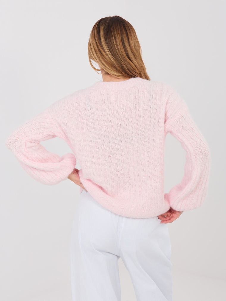 Sweter damski, oversize, różowy, Italy Moda