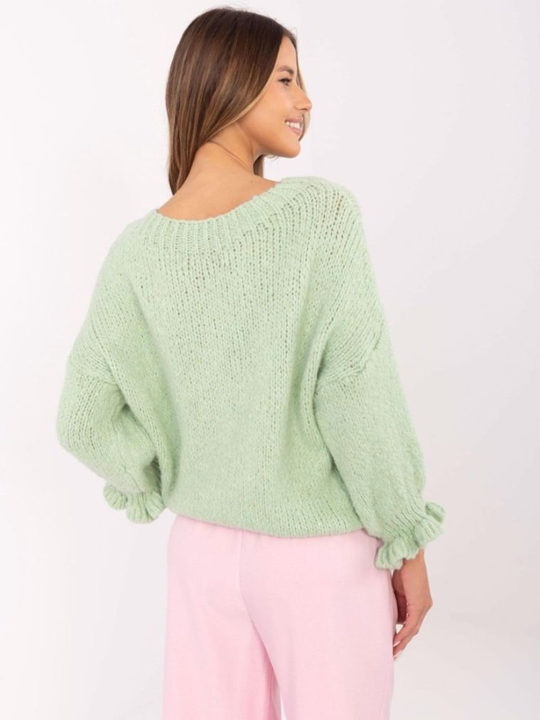 Sweter damski, oversize, zielony, Italy Moda