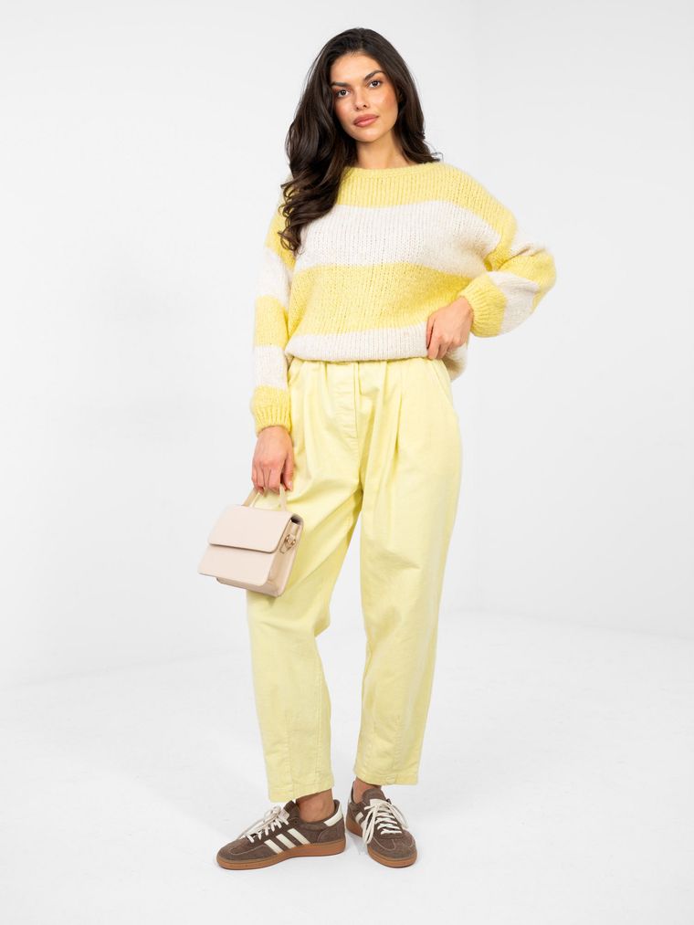 Sweter damski, oversize, żółty, Italy Moda